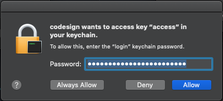 Annoying alert asking for our password to access our keychain