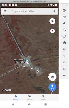 Launch Google maps, centering on a particular set of geographical coordinates.