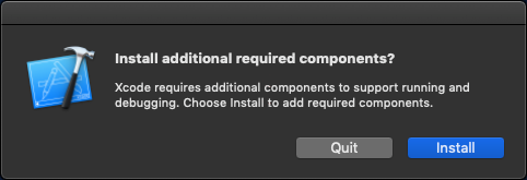 Xcode alert asking to install additional components